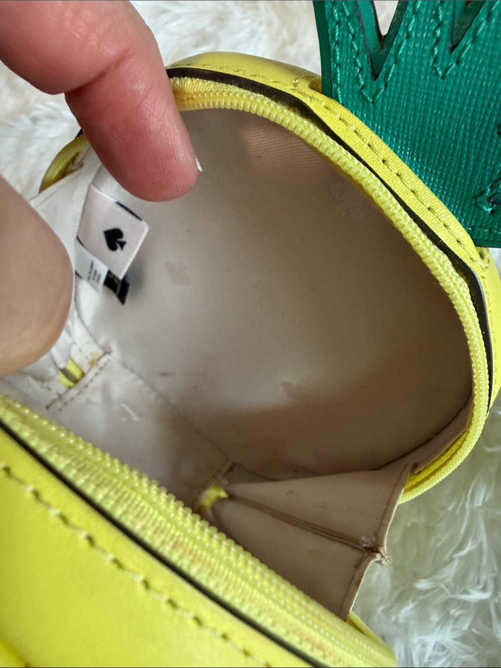 kate spade Yellow Pineapple Coin Pouch with Green Top - Picture 5 of 7